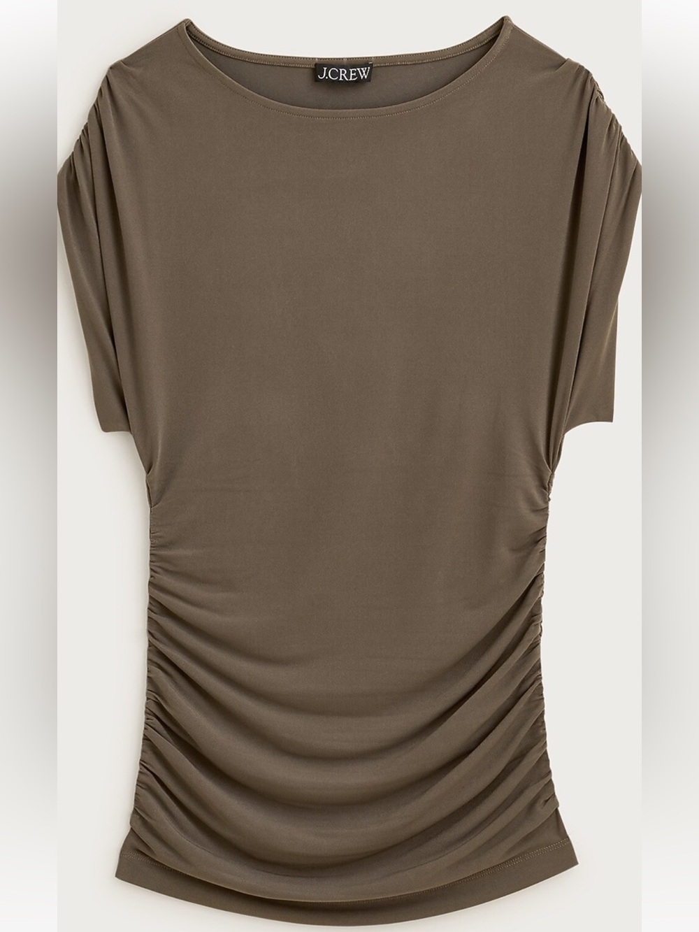 J.Crew Olive Side-Ruched Short Sleeve Tee
